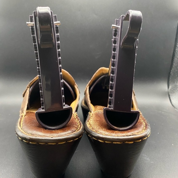 BORN Shoes Women Brown Leather Slip On Wedge Mules Clogs Handcrafted W6607 SZ 7 - Picture 3 of 10